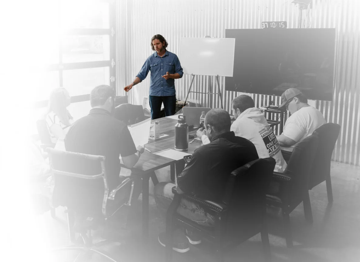 Nathaniel Cooper presenting to a leadership team